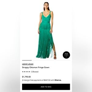Herve Leger Ottoman Fringe Dress - Green